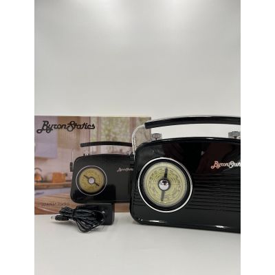 yronStatics Portable Radio AM FM, Vintage Retro Radio with Built in Speakers, Best Reception and Longest Lasting, Power Plug or 1.5V AA Battery - Black